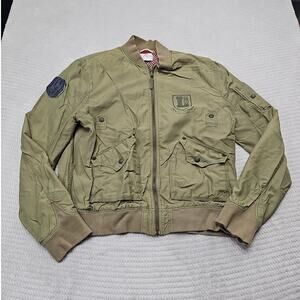 Levis Strauss Jacket Mens 2X Vintage Bomber Jacket Khaki Green Full Zip